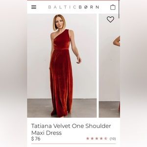 Baltic Born Tatiana One Shoulder Velvet Dress